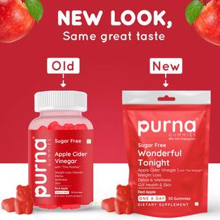 Purna Gummies Sugar Free Apple Cider Vinegar for Adults & Kids - Better Digestion & Clear Skin