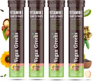 Vegan Greens Plant Based Vitamin E for Hair Growth & Skin Glow 100 Effervescent Tablet Orange