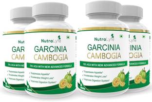 NutraLyfe 100% Natural & Herbal Garcinia Cambogia Extract 70% (HCA) For Fat Burn - 60 Capsules (Pack Of 4)