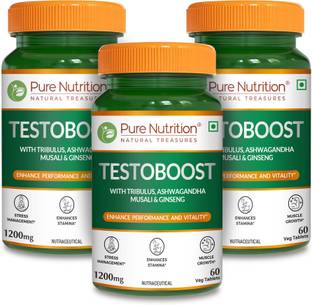 Pure Nutrition Testosterone booster for men for improved performance 60 Tablets - Pack Of 3
