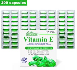 GREEN MOUNTAIN Vitamin E-400 Capsules for Glowing Skin, Hair Care, Pimples & Face Brightening