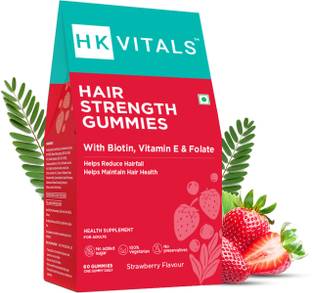 HEALTHKART HK Vitals Hair Strength Gummies, 10000 mcg Biotin with Zinc, Vegan, Strawberry