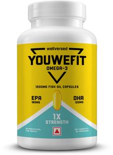 YouWeFit Omega-3 Fish Oil | 1000mg Daily Strength Fish Oil Capsules | No Fishy Burps