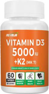 NutriJa Vitamin D3 5000iu + K2 100mcg as MK7 Supplement