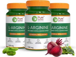 Pure Nutrition L-Arginine 1500mg with Green Coffee & Beetroot, Supports Muscle Growth & Stamina
