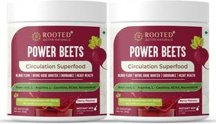 ROOTED Power Beets - Organic Beet root powder with L arginine, L Carnitine (Pack of 2)