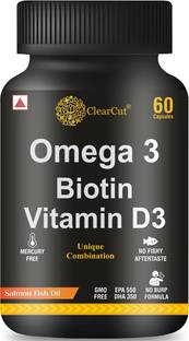 Clearcut Omega 3 capsules Fish oil Biotin Vitamin D3 for heart Hair Bones
