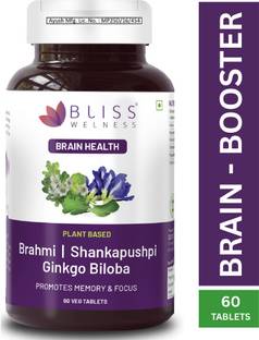 Bliss Welness Brain Booster,Brahmi Shankpushpi Ginkgo Biloba | Memory Mind Focus supplement