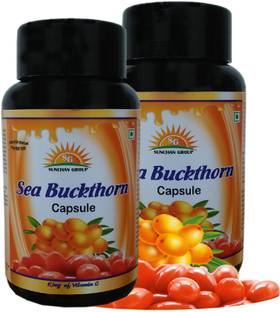 Sunchan Group Sea Buckthorn Capsule Pure Organic Herbal Mix Vegetarian120 Capsules Pack of 2