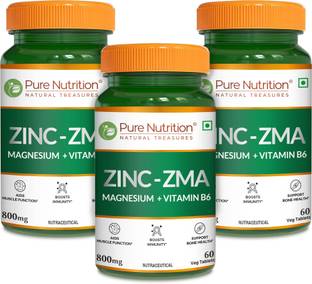 Pure Nutrition Zinc ZMA (Zinc Magnesium Aspartate & Vitamin B6) 800mg | Nightime Recovery