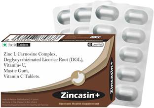 zincasin Plus Zinc L Carnosine, Deglycyrrhizinated Licorice Root, Mastic Gum, Vitamin U.
