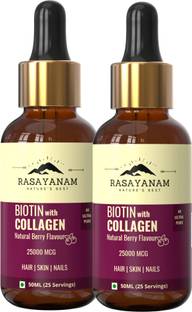 Rasayanam Liquid Biotin & Collagen PACK OF 2 for Hair Growth, Glowing Skin