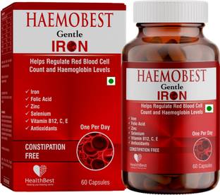 HealthBest Haemobest Capsules | Iron | Increases Hemoglobin | Red Blood Cell Supplement