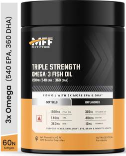 MyFitFuel Triple Strength Omega 3 Fish Oil, 1200mg (540 EPA 360 DHA), 60 softgels