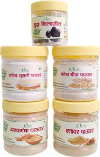 LKM Ashavgandha,Satavar Koch Beej ,Safed Musli Powder Each50Gm(200Gm) shilajeet20 Gm