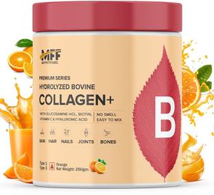 MyFitFuel Premium Bovine Collagen + Biotin, Hyaluronic Acid, Glucosamine.. (250gm, Orange)