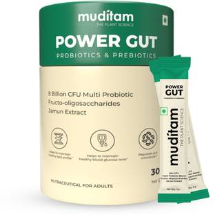 Muditam Ayurveda Power Gut - Prebiotics & Probiotics Supplement | 30 Sachet (Pack Of 1)