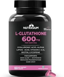 NUTRASIUM Glutathione 600 mg, For Skin Glow & Whitening, 8-Antioxidants Blend
