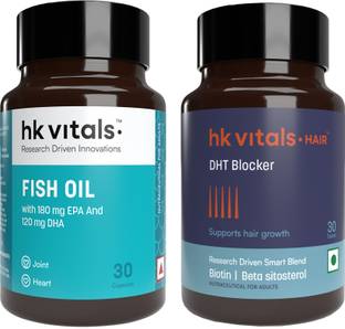 HEALTHKART HK Vitals Fish Oil 1000mg with 180mg EPA & 120mg DHA & DHT Blocker with Biotin