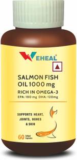 WEHEAL Salmon Fish Oil Omega 3 Capsule 1000mg with EPA 180mg and DHA 120mg