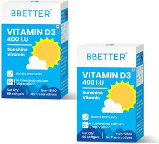 BBETTER Vitamin D3 400 IU for boosting immunity, healthy bones and strong muscle