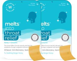 Wellbeing Nutrition Melts Instant Throat Relief with 100% Natural Cough,Sore Throat Relief,Pain Relief