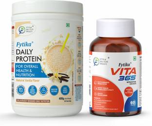 FYTIKA HEALTHCARE PRODUCTS Daily Protein Powder Vanilla Flavour and Vita 365 - 400 G & 60 Tablets