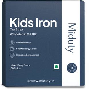 Miduty Kids Iron Strips - Iron + Vit C - Energy Growth - Fast Absorption - Mixed Berry