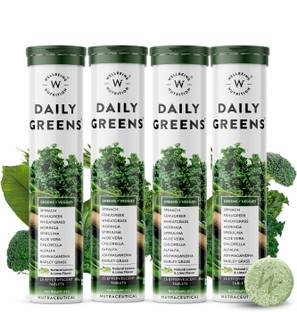 Wellbeing Nutrition Daily Greens with Organic Plant Superfood, Wholefood Multivitamin - Pack of 4