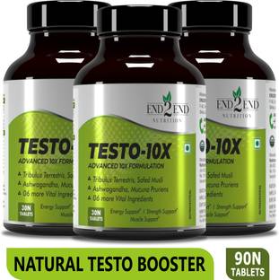 End2End Nutrition Testo-10X Ayurvedic Testosterone Booster for Strength, Stamina and Performance