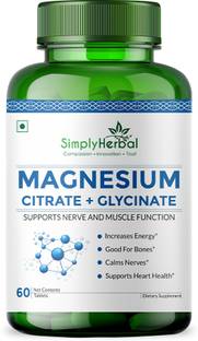 Simply Herbal Magnesium Citrate + Glycinate 500Mg Support Nerve & Muscle Function