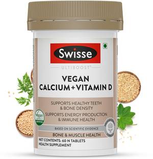 Swisse Ultiboost Vegan Calcium+VitaminD3 Supplements for Immunity, Stronger Bones&Muscles