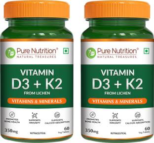 Pure Nutrition Vitamin D3 + K2 l Vitamin D3 600IU for Bone & Joint Health