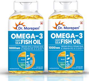 Dr. Morepen Omega-3 Fish Oil | 1000mg Capsules with Vitamin A,E & D3| No Fishy Burps