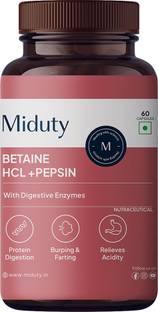 Miduty Betaine HCL & Pepsin - Gas - Acidity - Bloating - Anti-acid Stomach Care