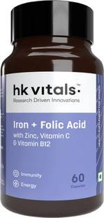HEALTHKART HK Vitals Iron + Folic Acid with Zinc, Vitamin C & Vitamin B12