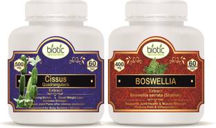 biotic Cissus quadrangularis Capsules & Boswellia Serrata Capsules- 120 Veg Caps