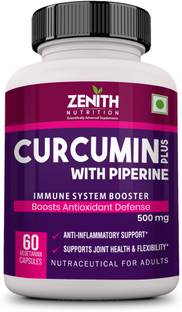 Zenith Nutrition Curcumin Plus with Bioperine 500 mg - 60 Veg Capsules | Lab tested