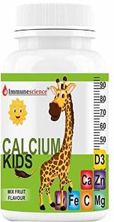 Immunescience Calcium For Kids Supplement For Strong Bone, Teeth, Height, & Growth (Chewable)