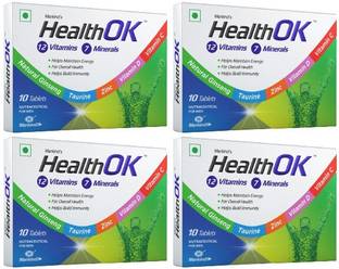Health Ok Daily Multivitamin With Natural Ginseng for Energy & Overall Health, 10 Tabs x 4