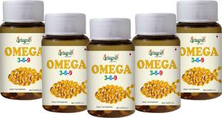 Vringra Pure Omega 3-6-9 Capsules - Heart, Eyes & Brain Health Supplement (Pack of 5)