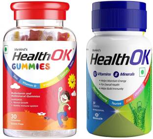 Health Ok Gummies (30 units) and Multivitamin & Multimineral Tablets for Kids (30 Tablets)