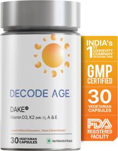 Decode Age DAKE Supplement, Vitamin D3, K2 (MK7), A & E Supports Vision, Immunity