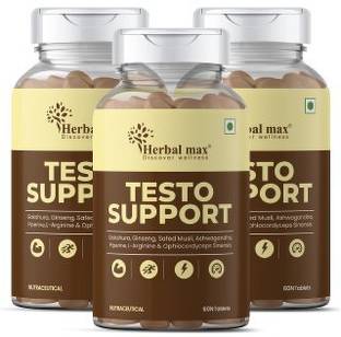 Herbal max Testo Support Tablet with Gokshura, Safed Musli, L-Arginine Natural ingredients