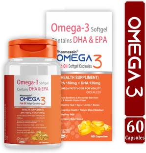 PHARMAZAIN LIFE SCIENCES Omega 3 1000mg Softgel Capsules – EPA DHA Rich Formula for Heart and Brain Care