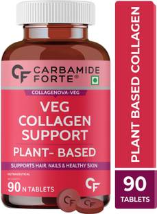 CARBAMIDE FORTE 100% Veg Collagen Supplement - Plant Based Collagen Powder Tablets for Skin