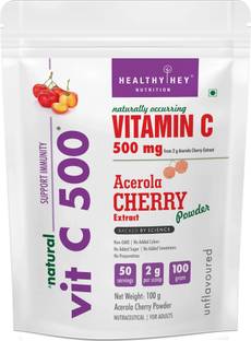 HealthyHey Natural Vitamin C 500mg sourced from Acerola Cherry Extract Powder