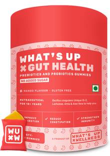 What's Up Wellness Gut Health Gummies | Pre & Probiotic Patented Strain | No Added Sugar