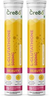 CRE8O L-GLUTATHIONE 500MG With Vitamin C & E (PINA COLADA) Support Glowing Skin