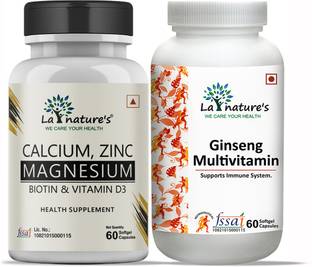 La Natures Calcium, Zinc Magnesium Biotin & Vitamin D3 + Ginseng Multivitamin | Combo